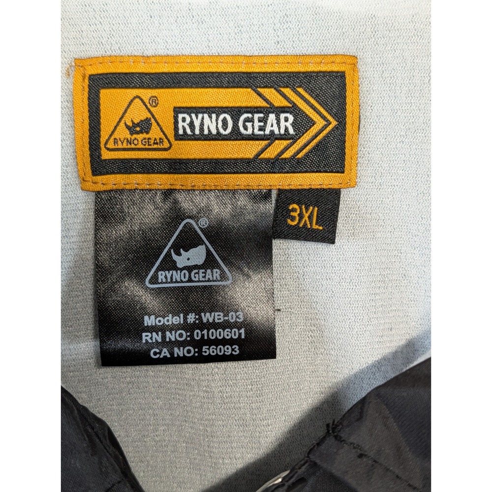 Ryno Gear Mens 3XL Black Coaches Jacket Windbreaker Snap Front WB-03 - Picture 2 of 6